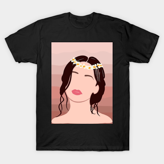 Abstract women portrait minimalistic illustration T-Shirt by BasmatiShop